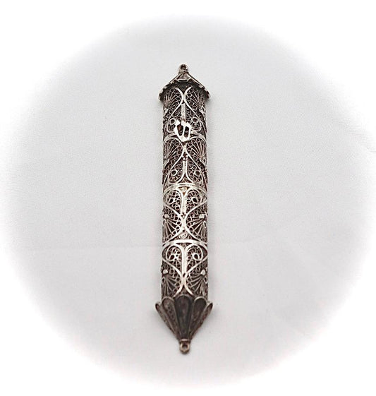 filigree yemenite silver mezuza
