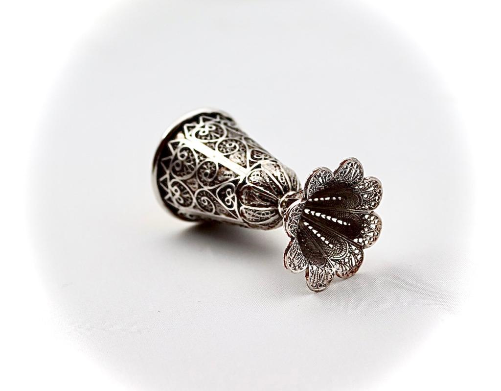 Sterling silver 925 miniature filigree wine cup