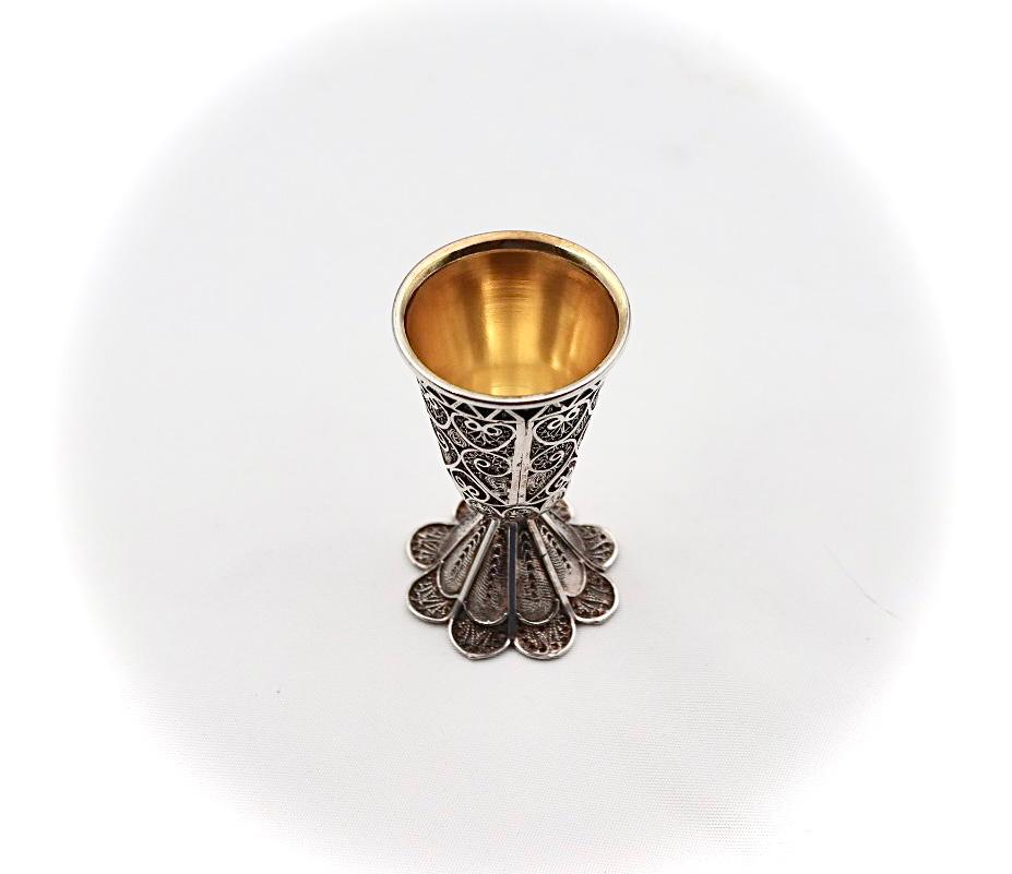 Sterling silver 925 miniature filigree wine cup