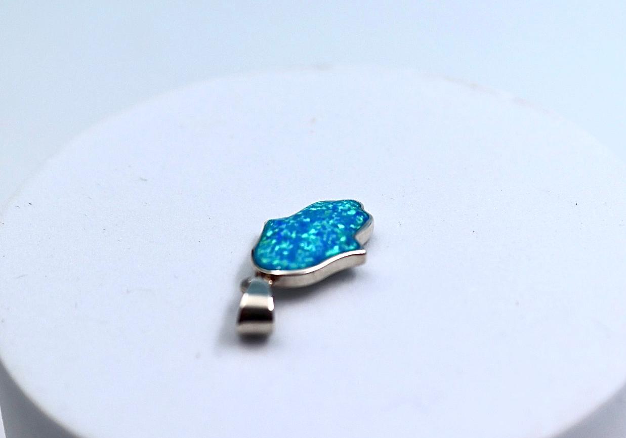Hamsa pendant with opal