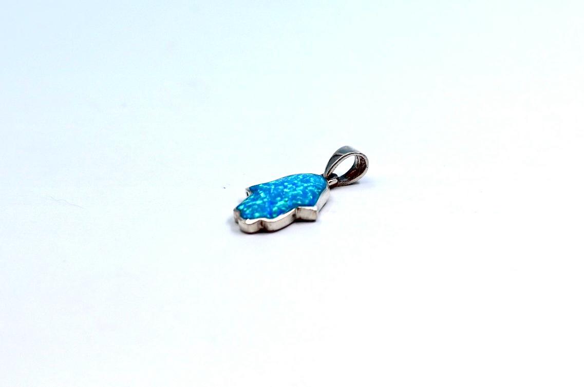 Hamsa pendant with opal