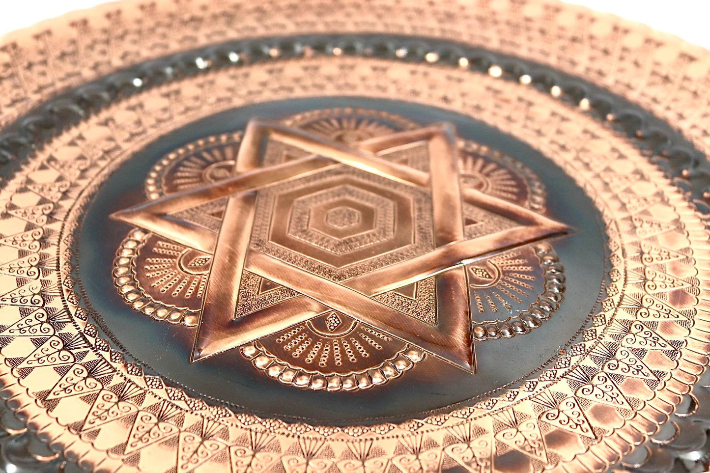 Handmade copper hammered Star of David