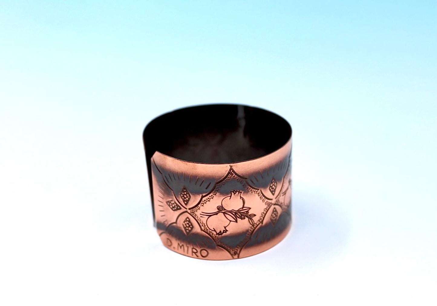 Oxides copper bracelet with pomegranates