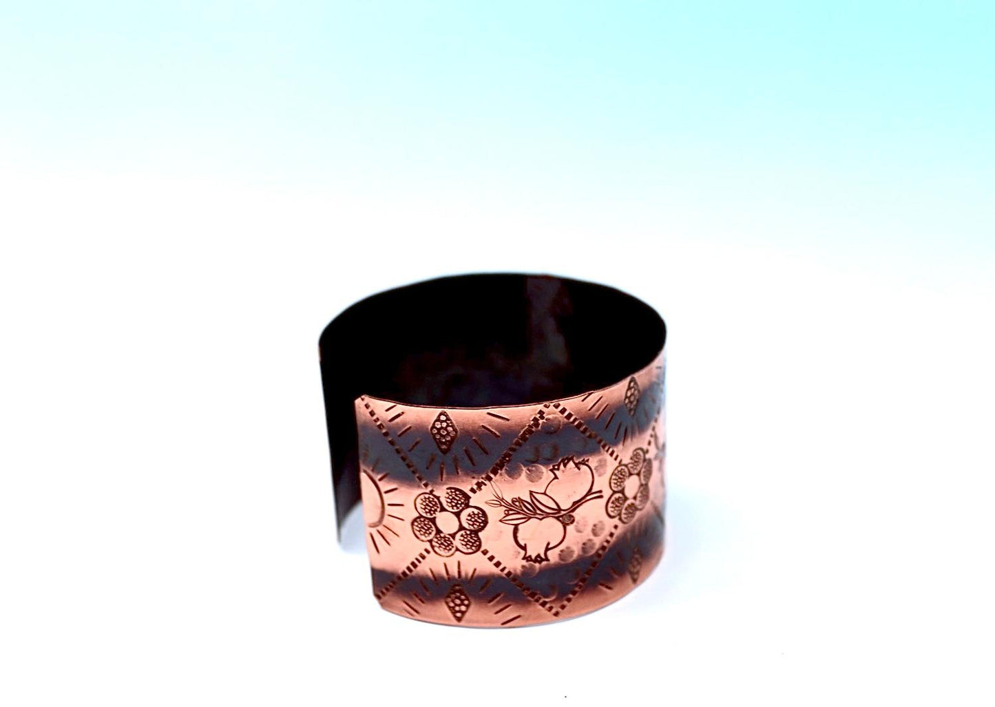 Oxides copper bracelet with pomegranate