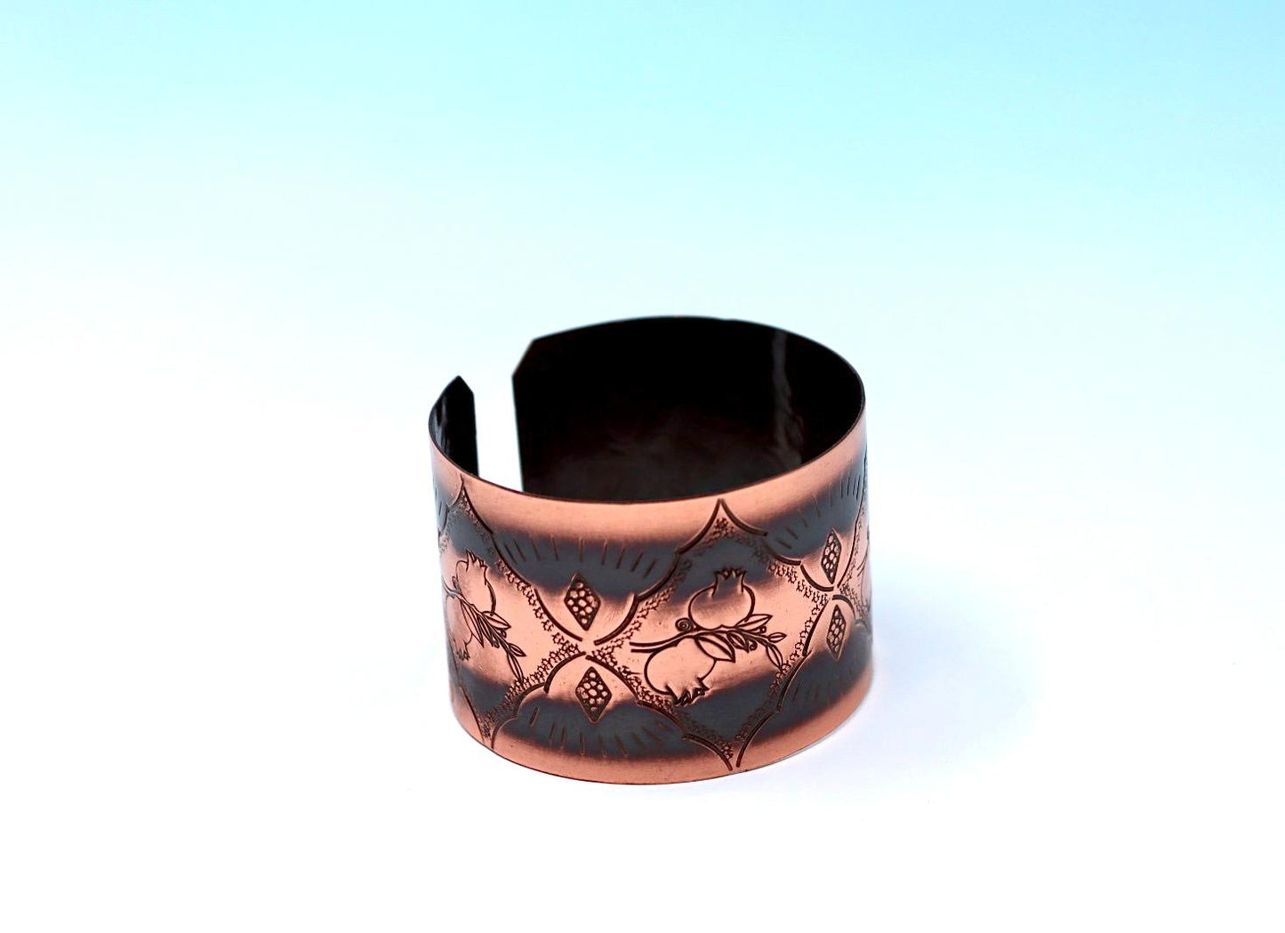 Oxides copper bracelet with pomegranates