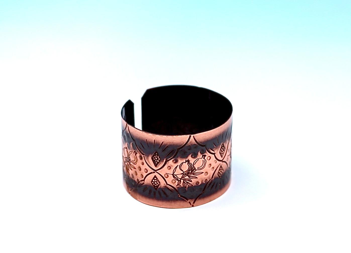 Oxides copper bracelet with pomegranates
