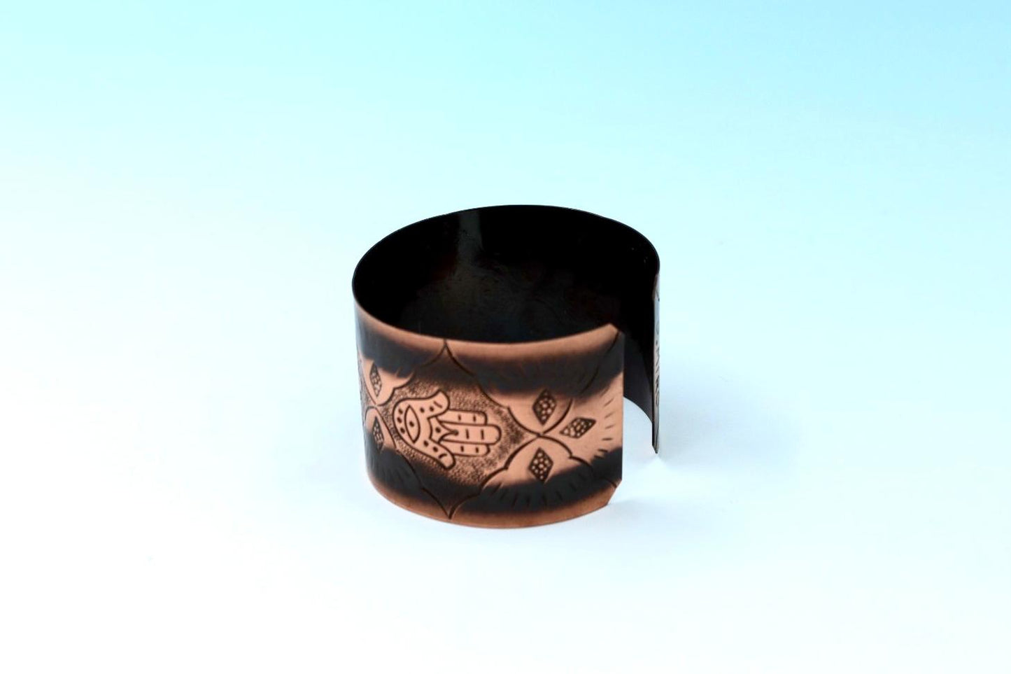 Handmade copper bracelet, with Hamsa design