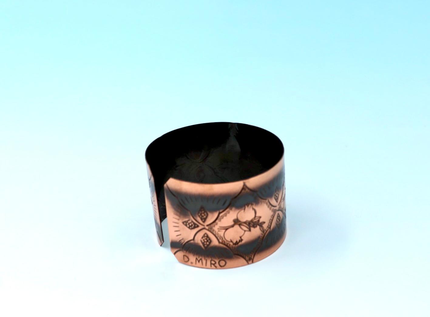 Handmade oxides copper bracelet, with Pomegranates design