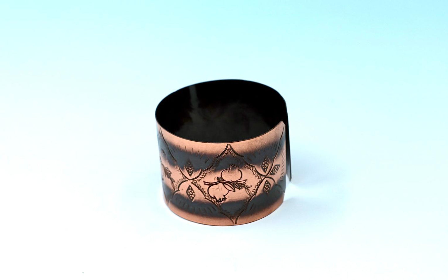 Handmade oxides copper bracelet, with Pomegranates design