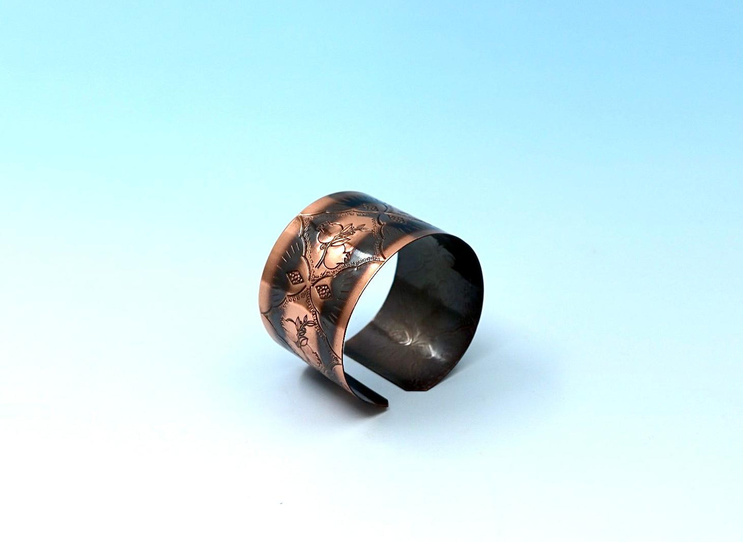 Handmade oxides copper bracelet, with Pomegranates design