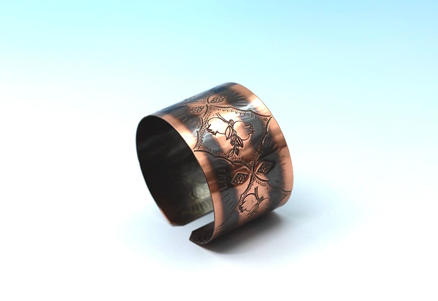 Handmade oxides copper bracelet, with Pomegranates design