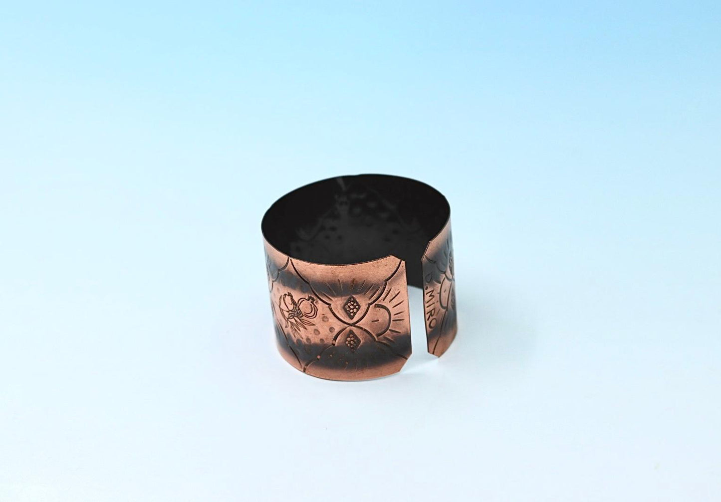 Handmade oxides copper bracelet, with Pomegranates design