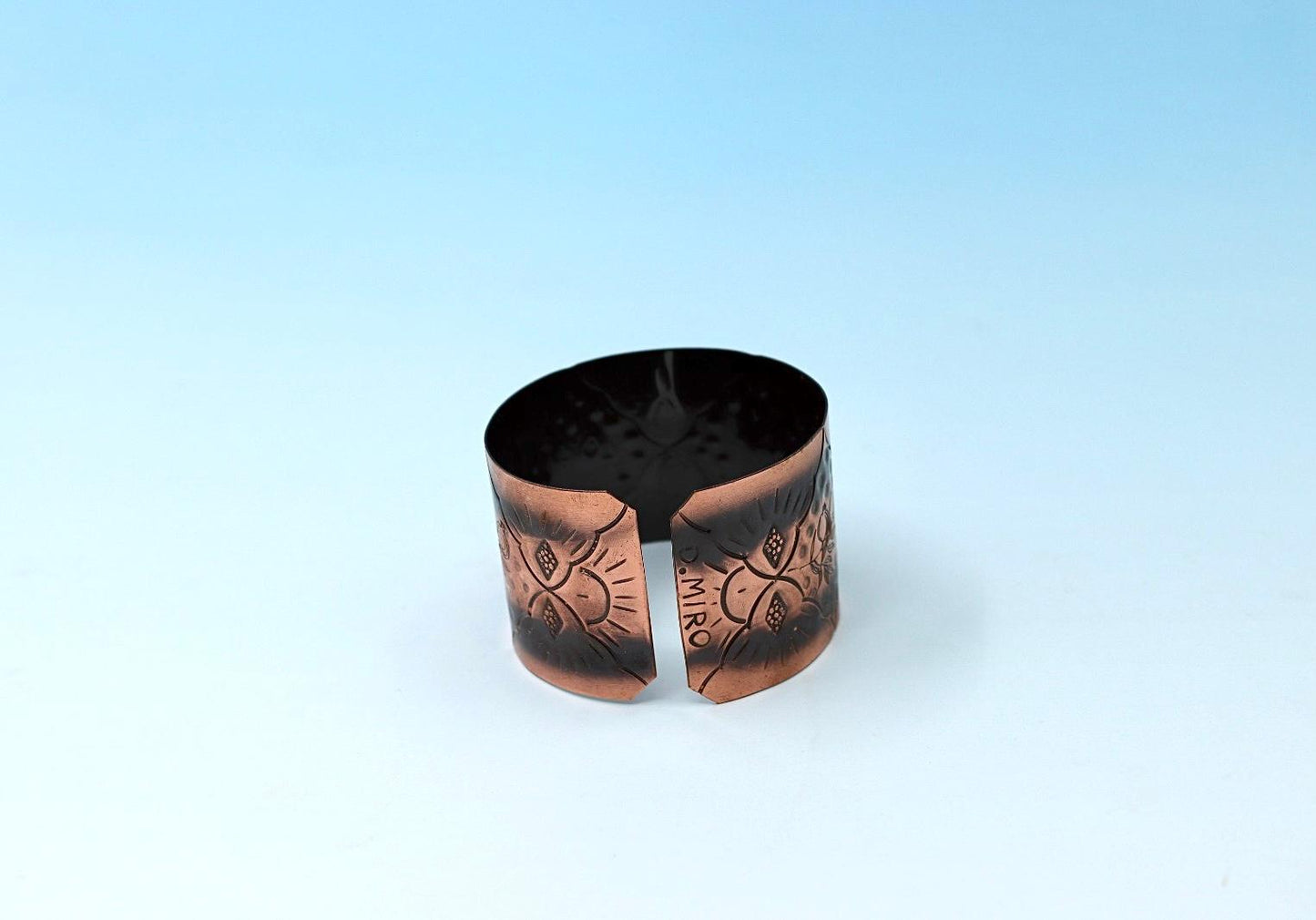 Handmade oxides copper bracelet, with Pomegranates design