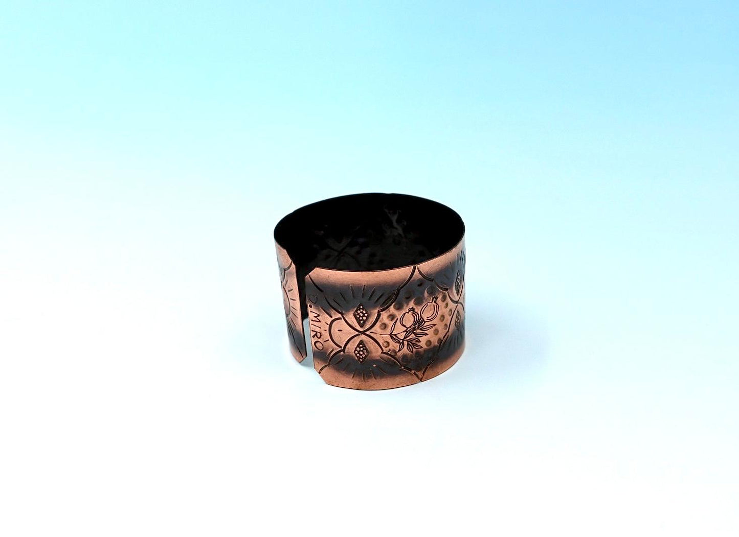 Handmade oxides copper bracelet, with Pomegranates design