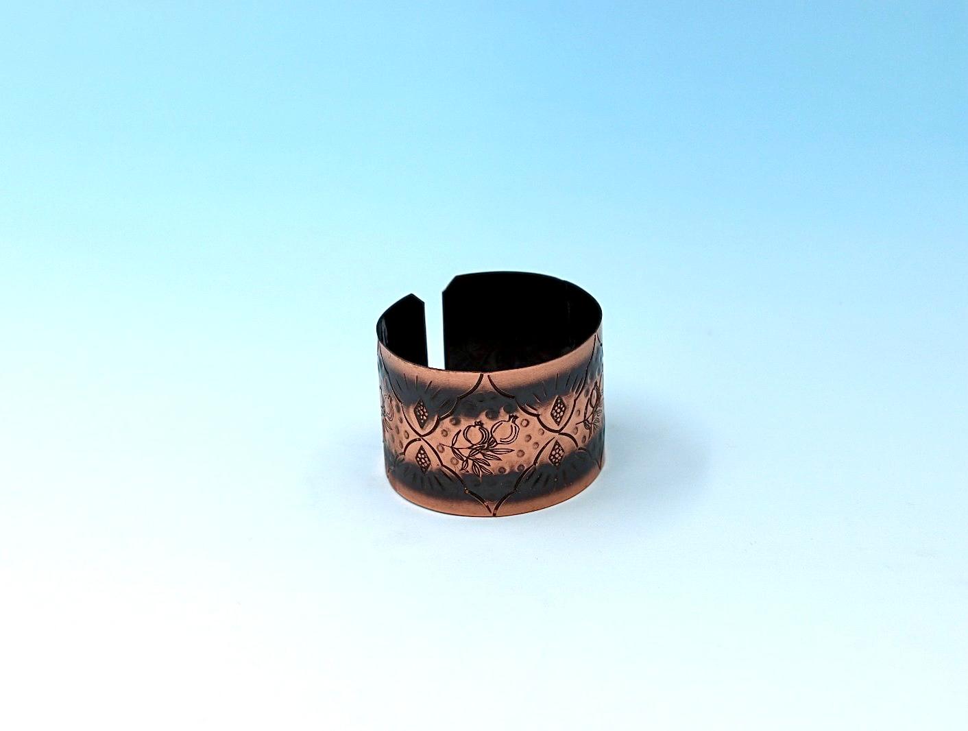 Handmade oxides copper bracelet, with Pomegranates design