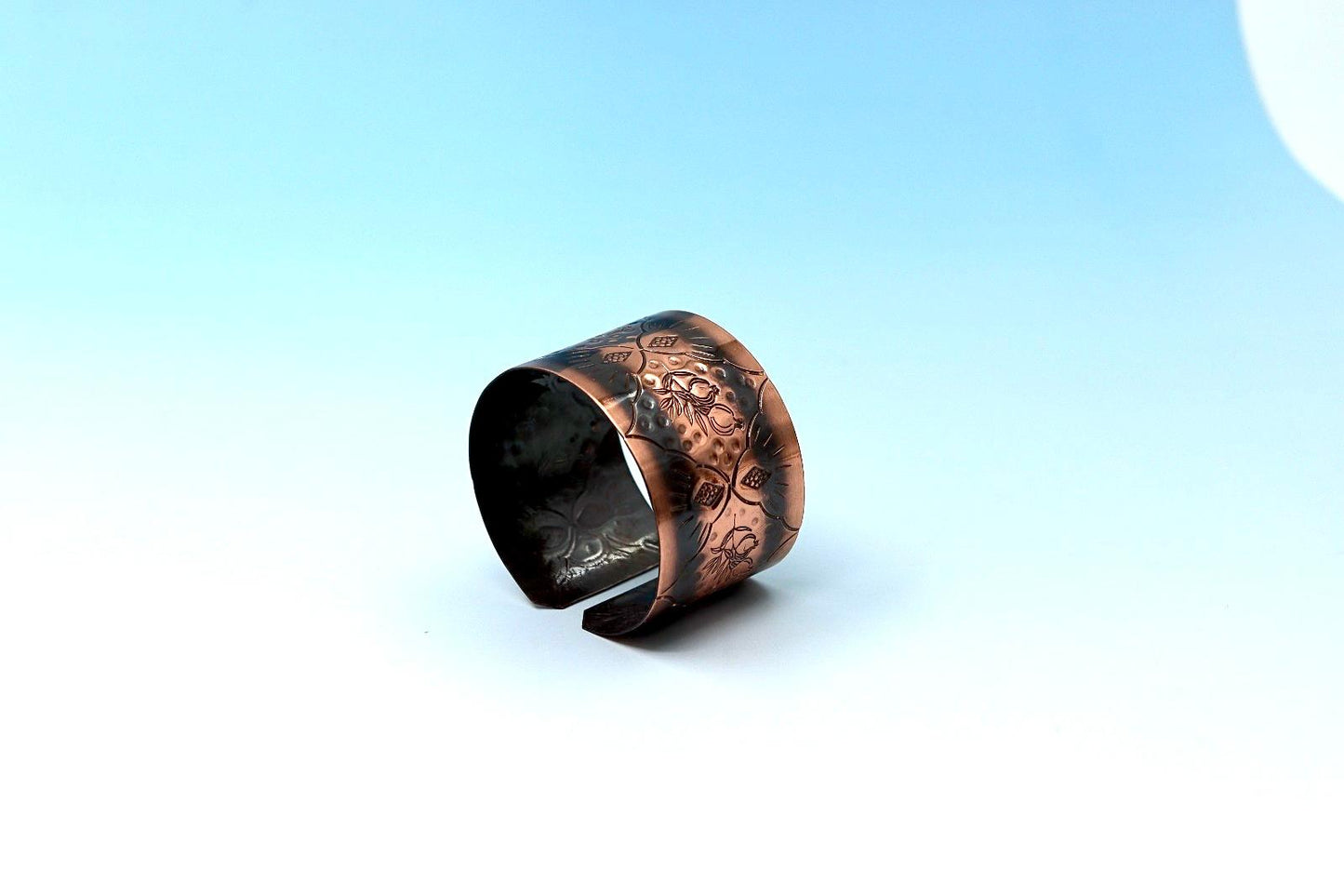 Handmade oxides copper bracelet, with Pomegranates design