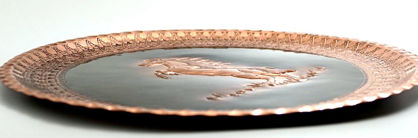 Handmade copper hammered horse. Blackened copper. Exclusive.