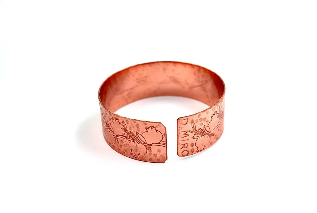 copper bracelet with pomegranate