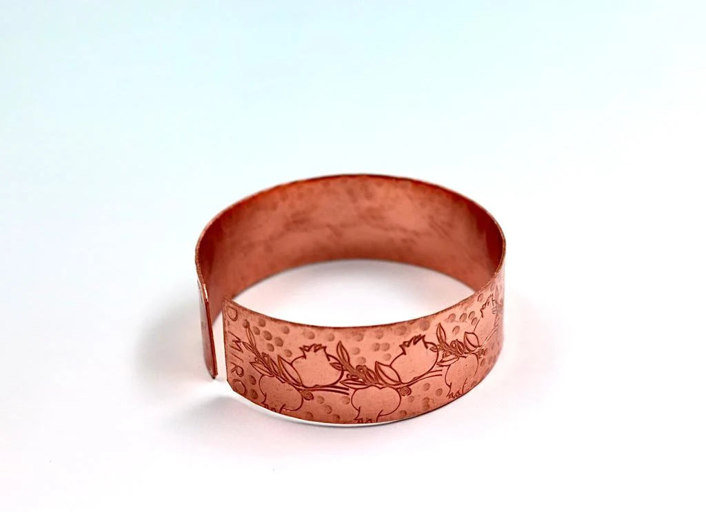 copper bracelet with pomegranate