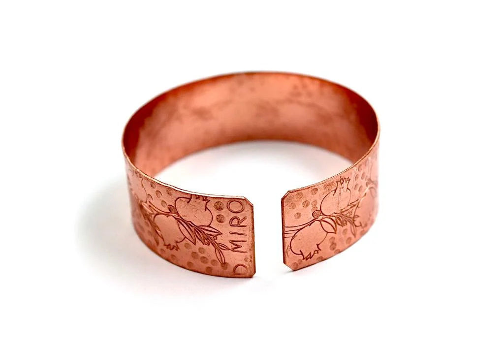 copper bracelet with pomegranate