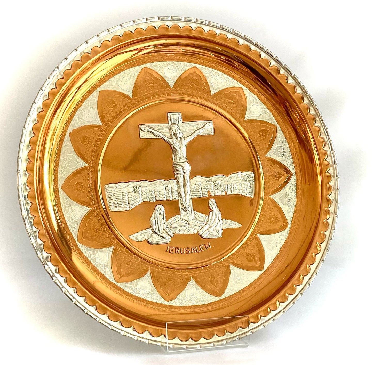 copper work mixed with silver 33cm