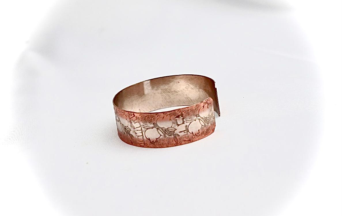 copper bracelet with pomegranate