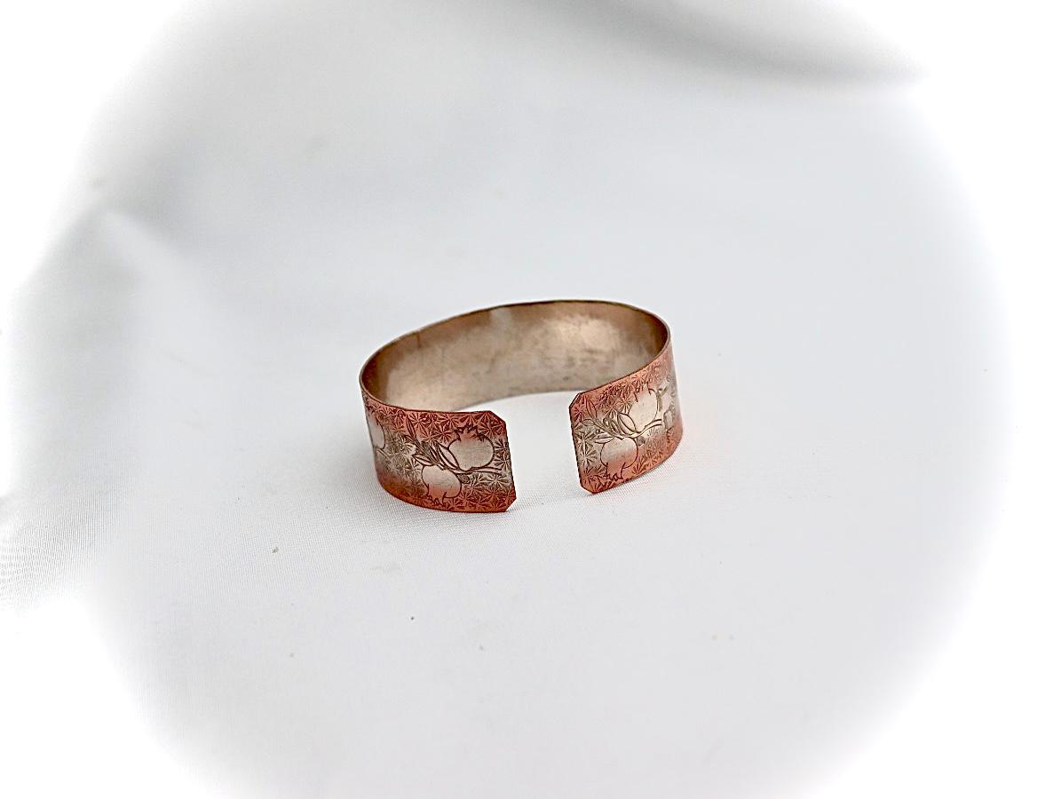 copper bracelet with pomegranate