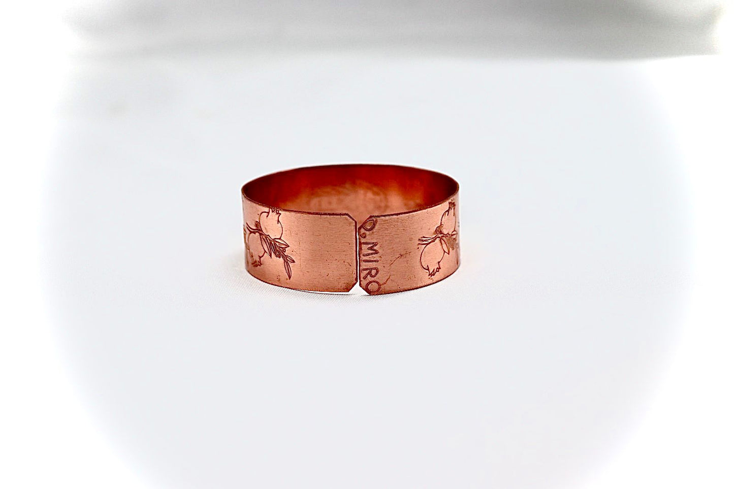 copper bracelet Hamsa and pomegranate