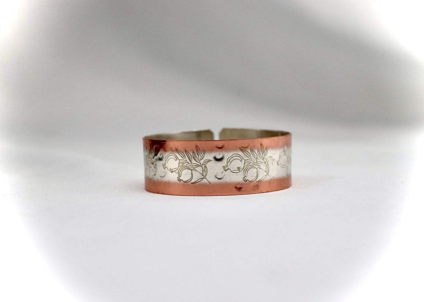 copper bracelet with pomegranate