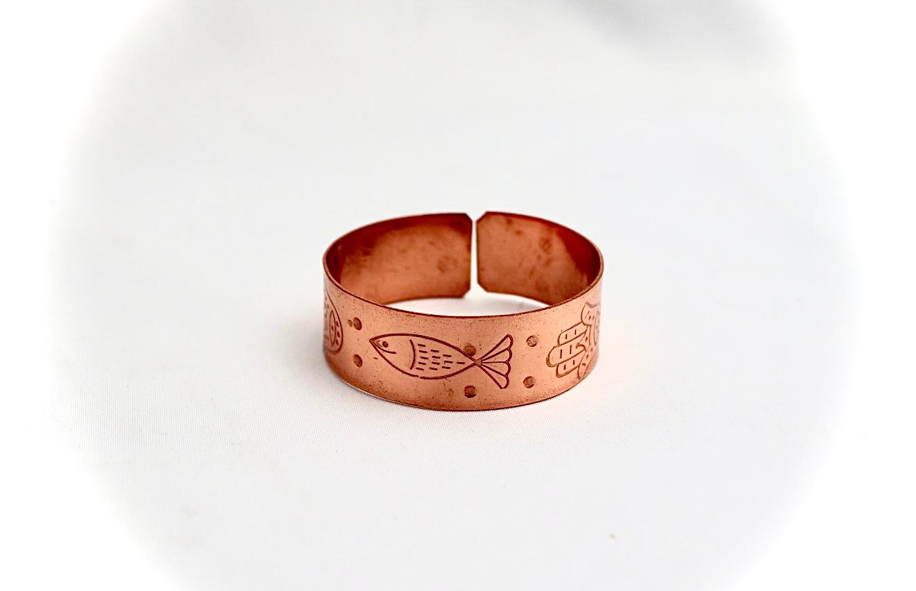 copper bracelet hamsa and fish