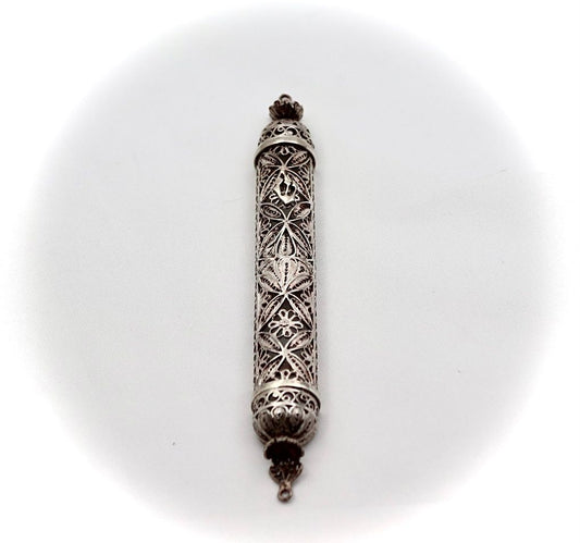 filigree yemenite silver mezuza