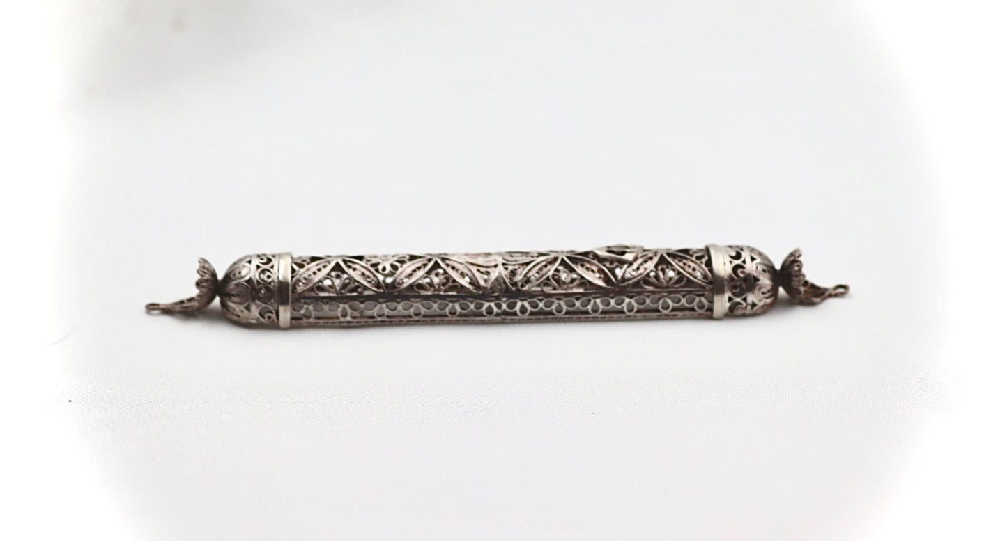 filigree yemenite silver mezuza