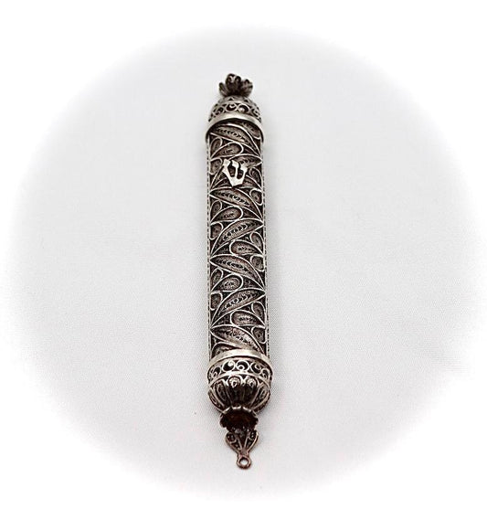 filigree yemenite silver mezuza