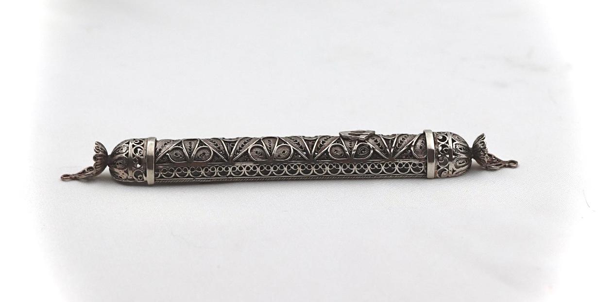 filigree yemenite silver mezuza