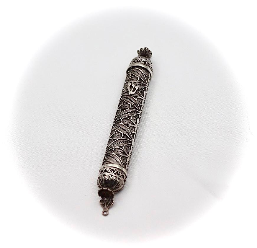 filigree yemenite silver mezuza