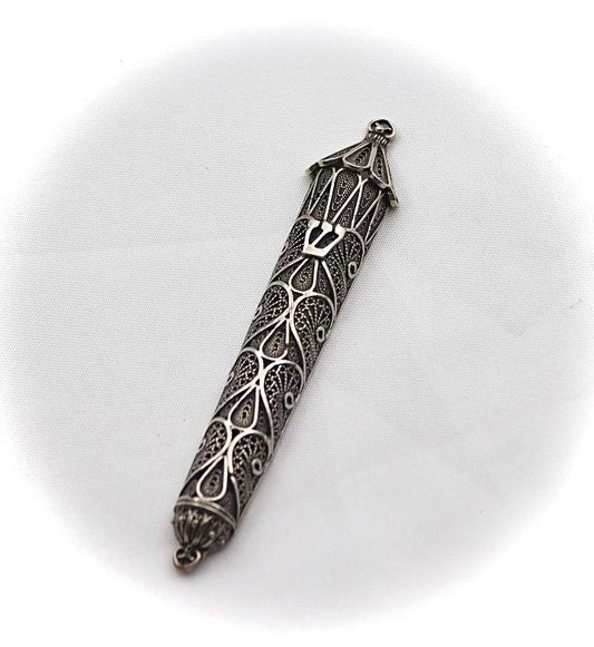 filigree yemenite silver mezuza