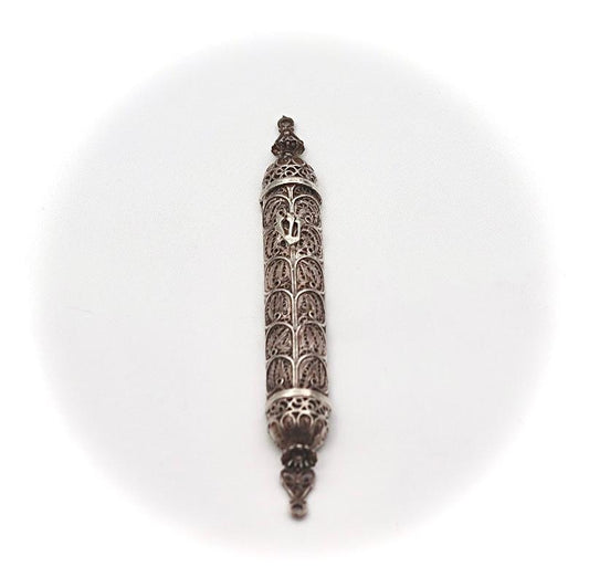 filigree yemenite silver mezuza