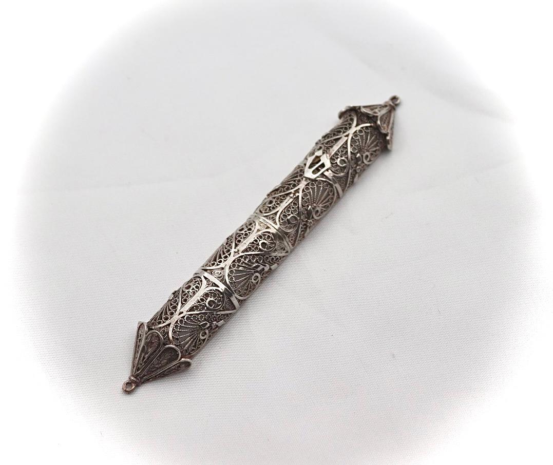 filigree yemenite silver mezuza