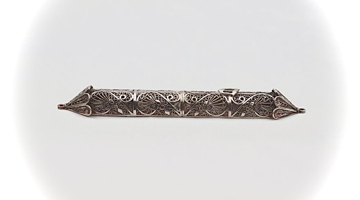 filigree yemenite silver mezuza