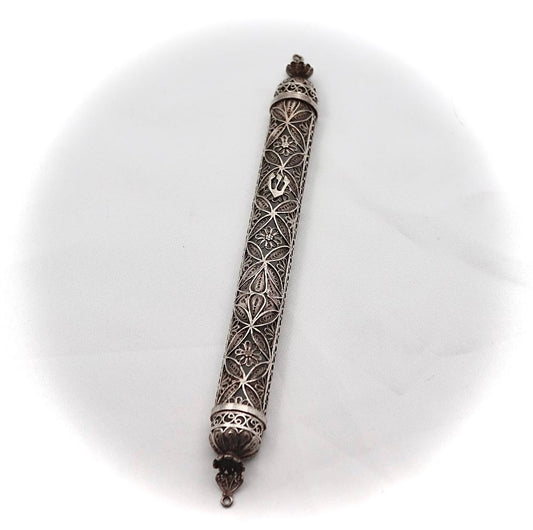 filigree yemenite silver mezuza