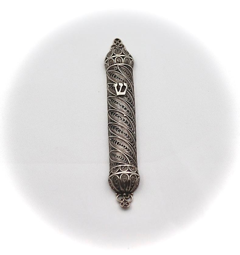 filigree yemenite silver mezuza