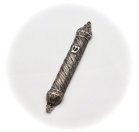 filigree yemenite silver mezuza