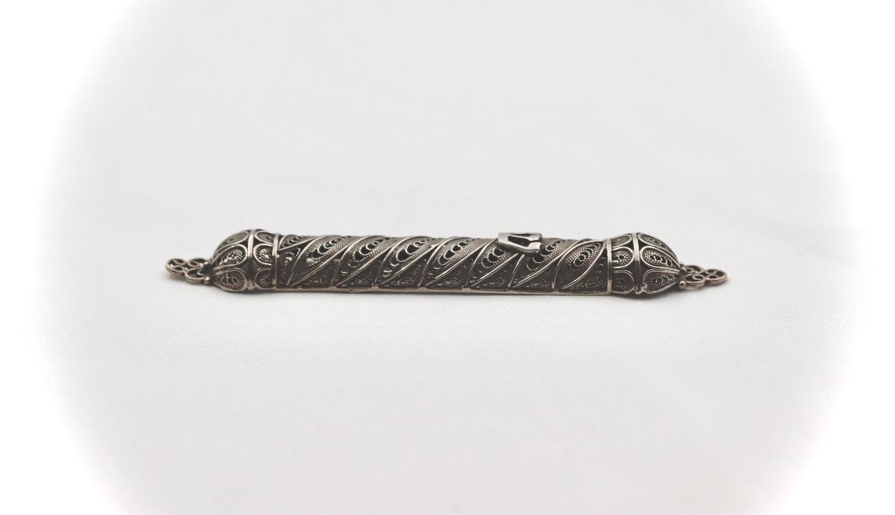 filigree yemenite silver mezuza