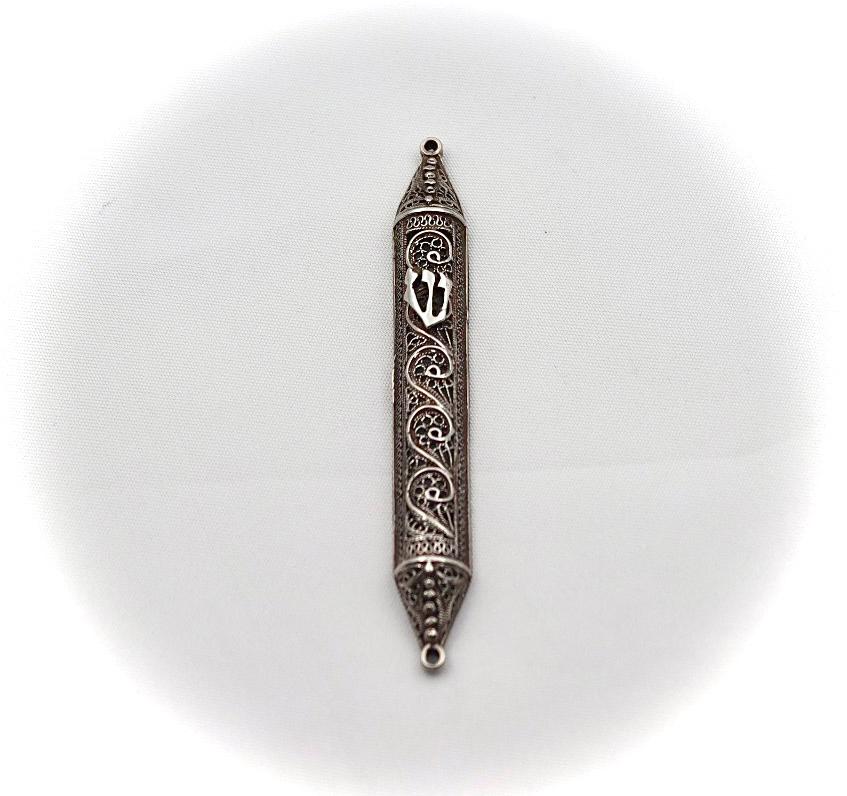 filigree yemenite silver mezuza