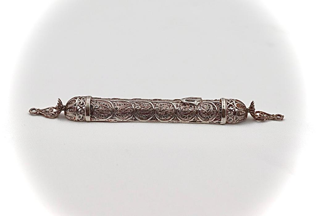 filigree yemenite silver mezuza