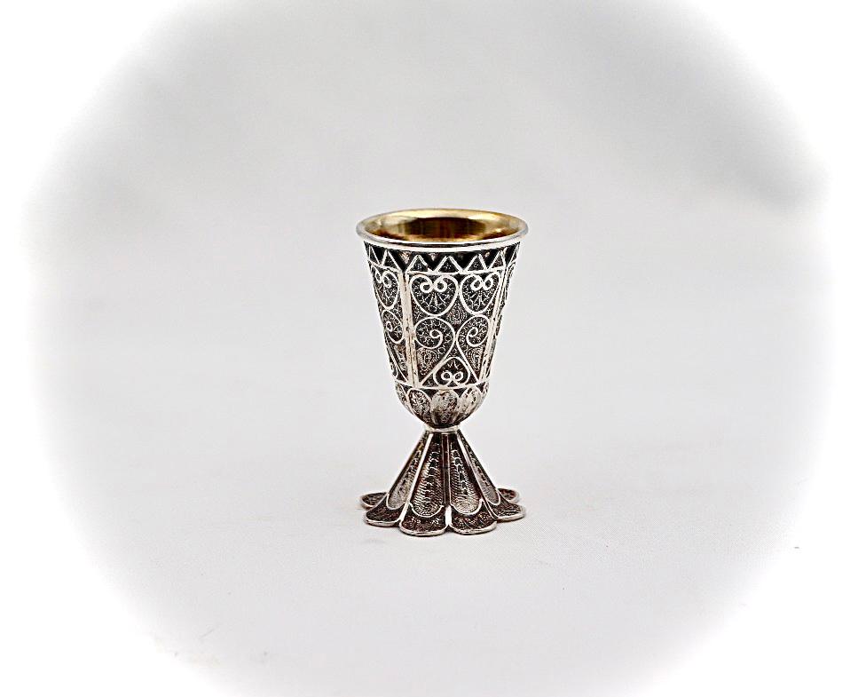 Sterling silver 925 miniature filigree  wine cup