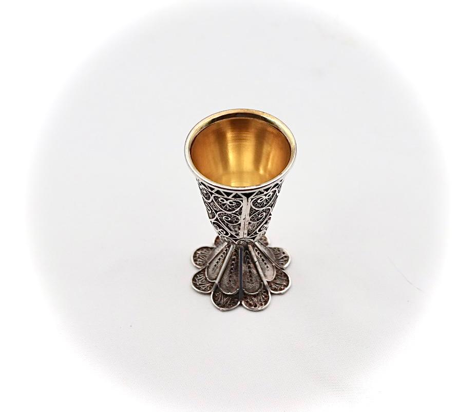 Sterling silver 925 miniature filigree  wine cup