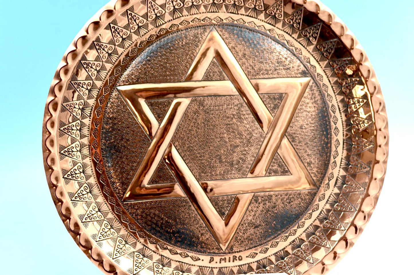 Handmade copper hammered Star of David by David Miro