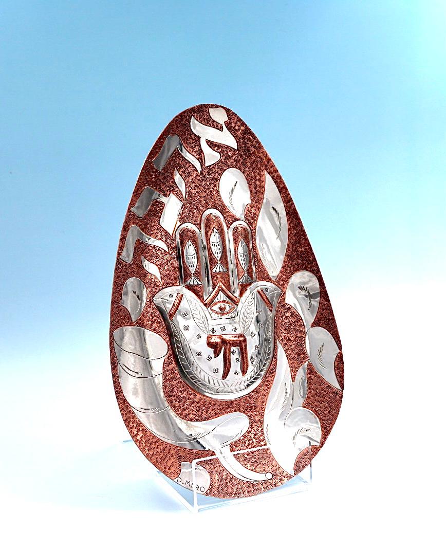 Hamsa and Love, Unique handcrafted copper and silver work by David Miro