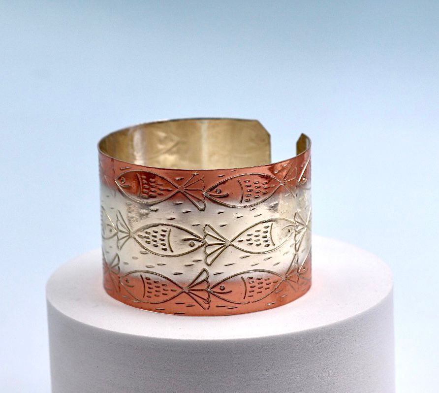 Copper and silver bracelet with Fish design